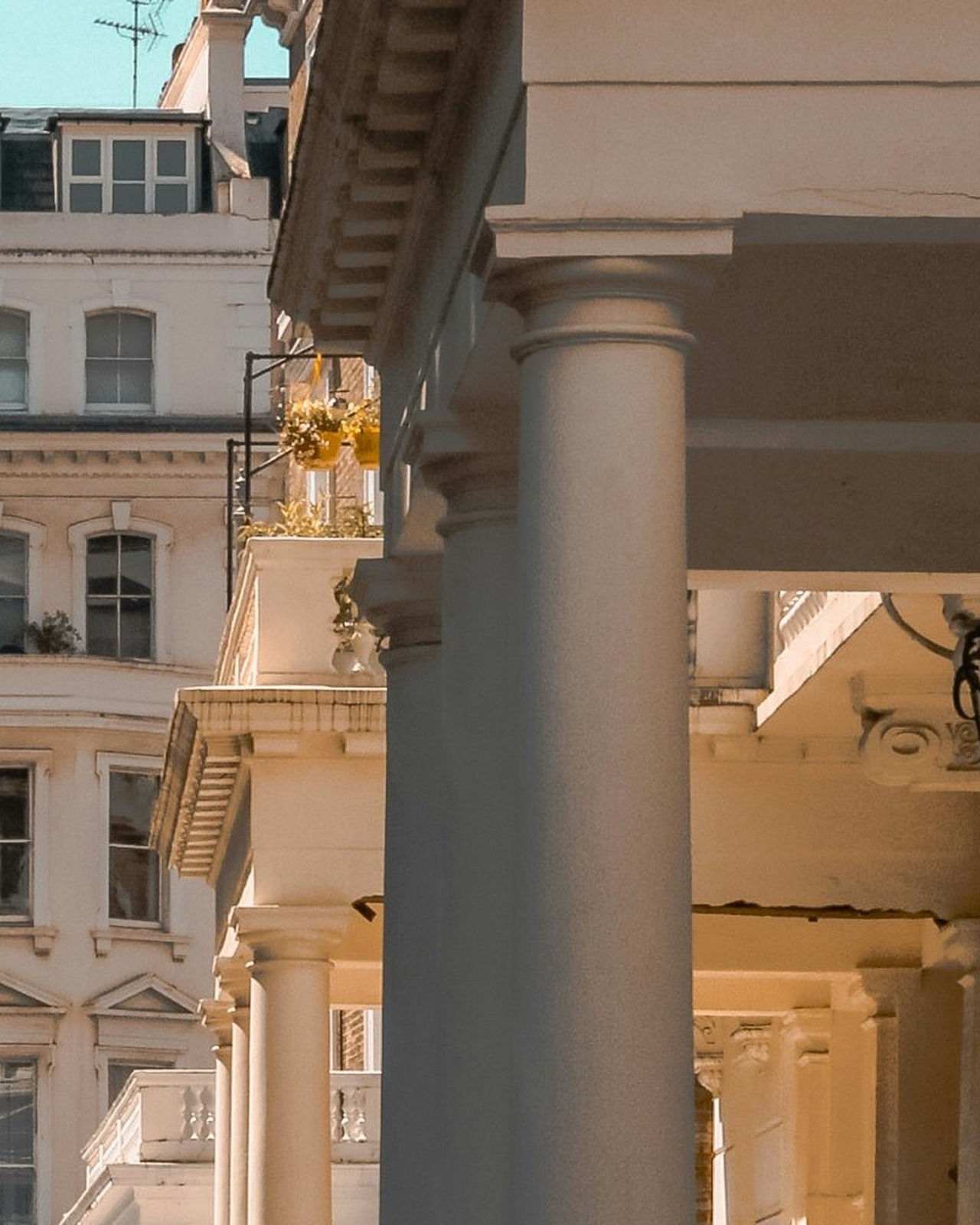 Colonnaded portico detail on a period London building